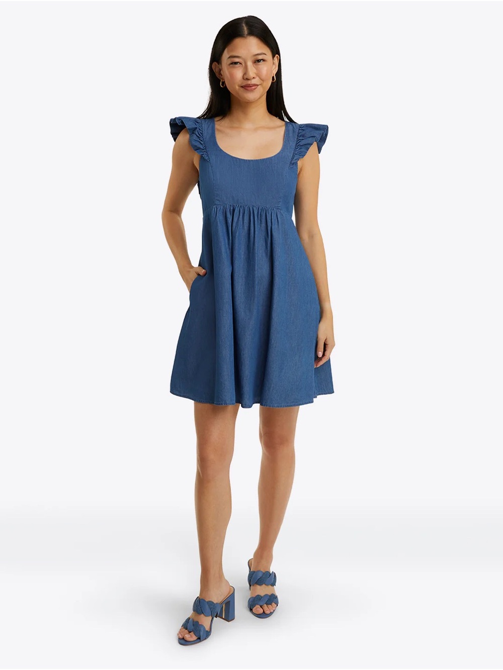 Draper James Ciara Mini Babydoll Dress in Chambray